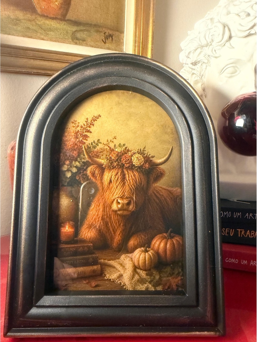 NWT Vintage Inspired Fall Highland cow Wall decor or frame